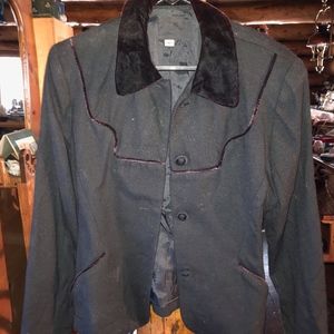 Anna Sui Black Jacket with Velvet Accents M